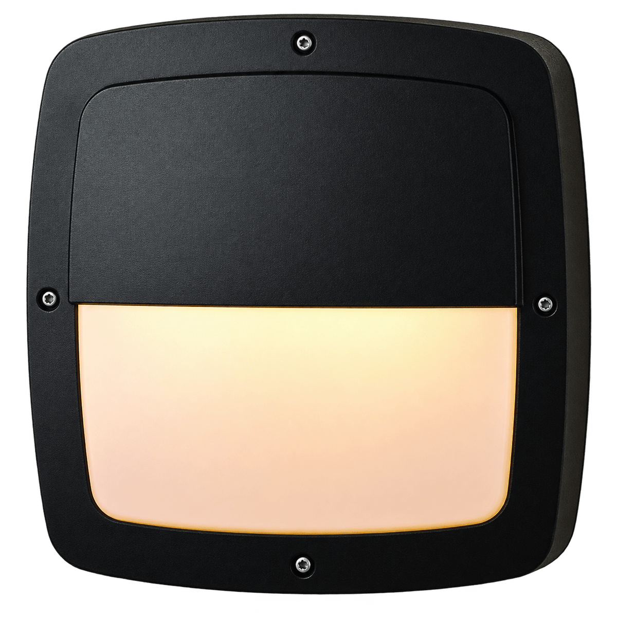 Aluminium Bulkhead Light, Rounded Square, E27, transparent background