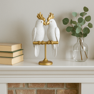 Animal Craft - Pair White And Gold Parrots - Future Decor