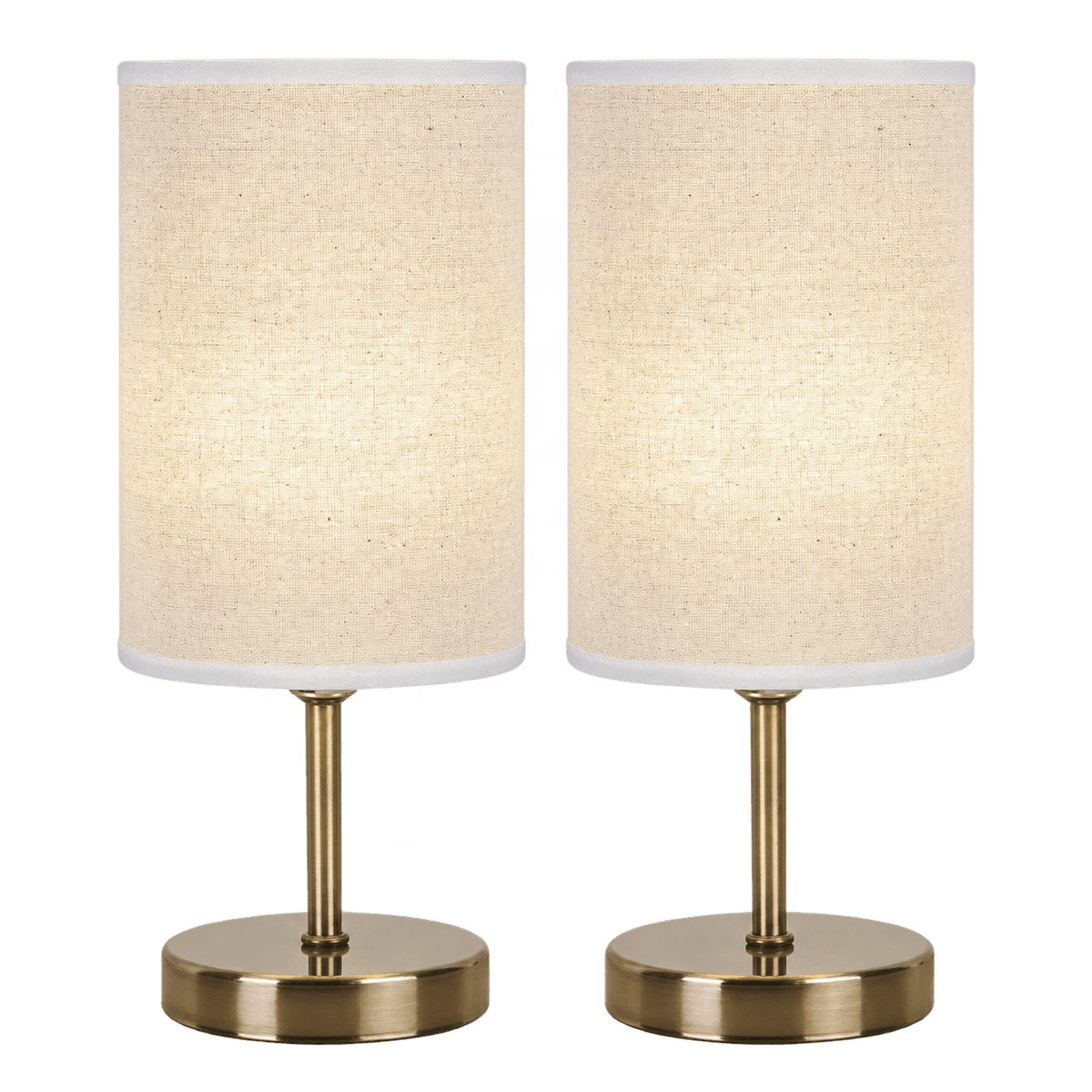 Antique Brass Table Lamps Twin Pack — Hessian Shade, transparent background