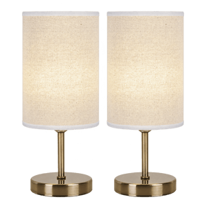 Antique Brass Table Lamps Twin Pack — Hessian Shade, transparent background