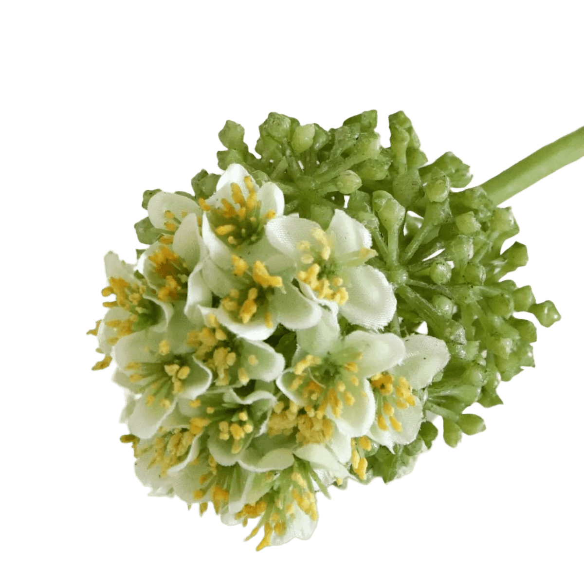 Artificial Flower - White & Yellow Buds & Leaves