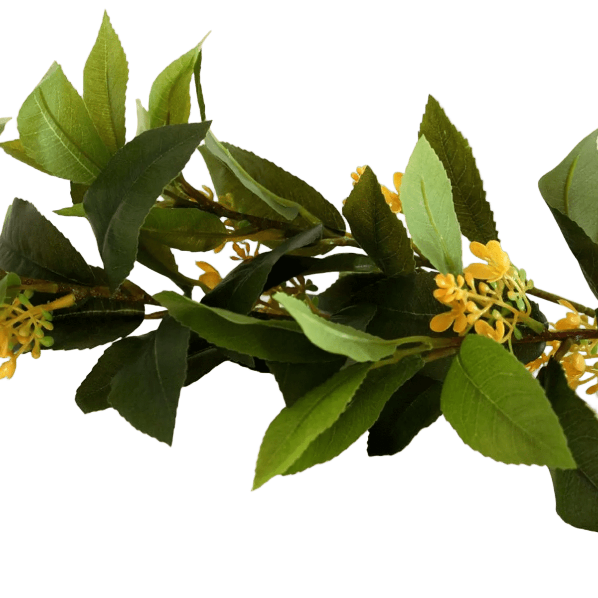 Artificial Yellow Flowers & Green Leaves Branch