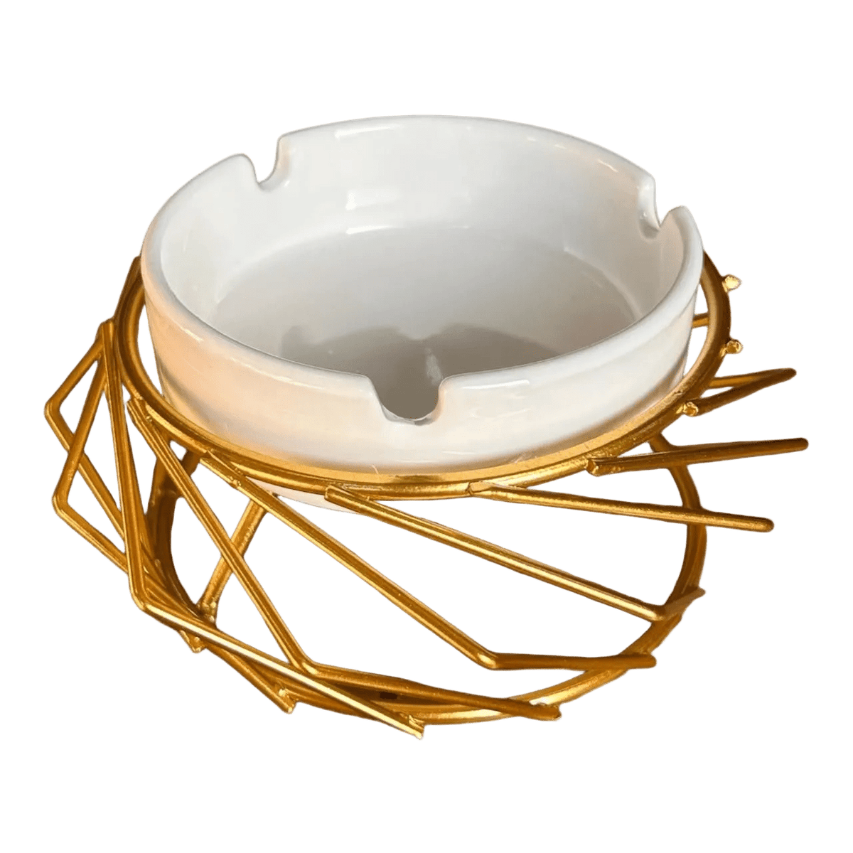 Ashtray - Gold Stand & White Bowl