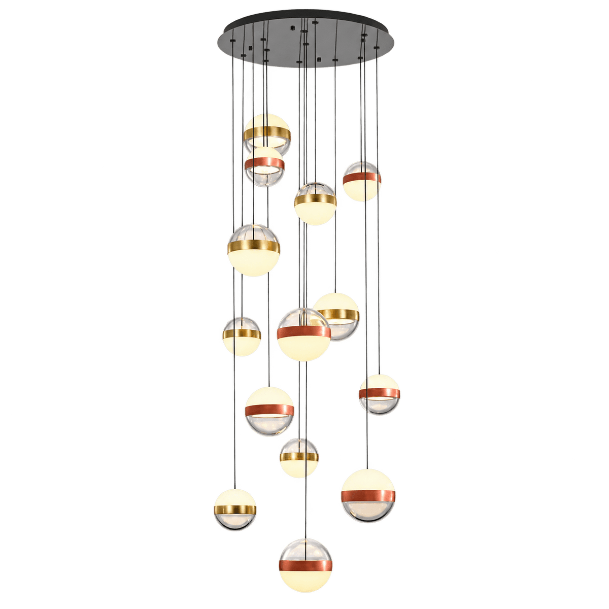 Aurora large LED cluster pendant light on transparent background