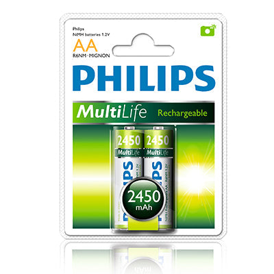 Philips Multilife NiMh Rechargeable AA batteries - 2 Pack - Future Light - LED Lights South Africa