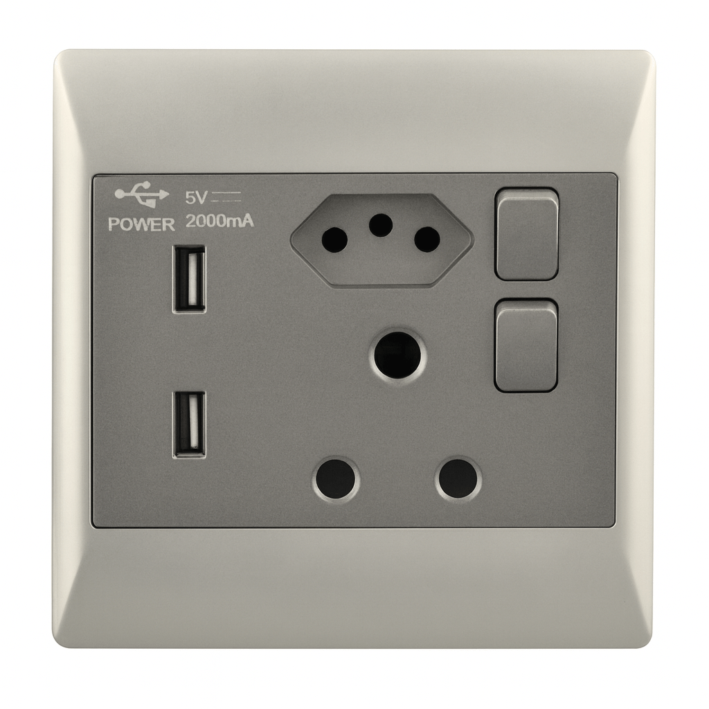 Plug - 16 Amp Plug + New RSA Socket + 2 USB - 4 X 4