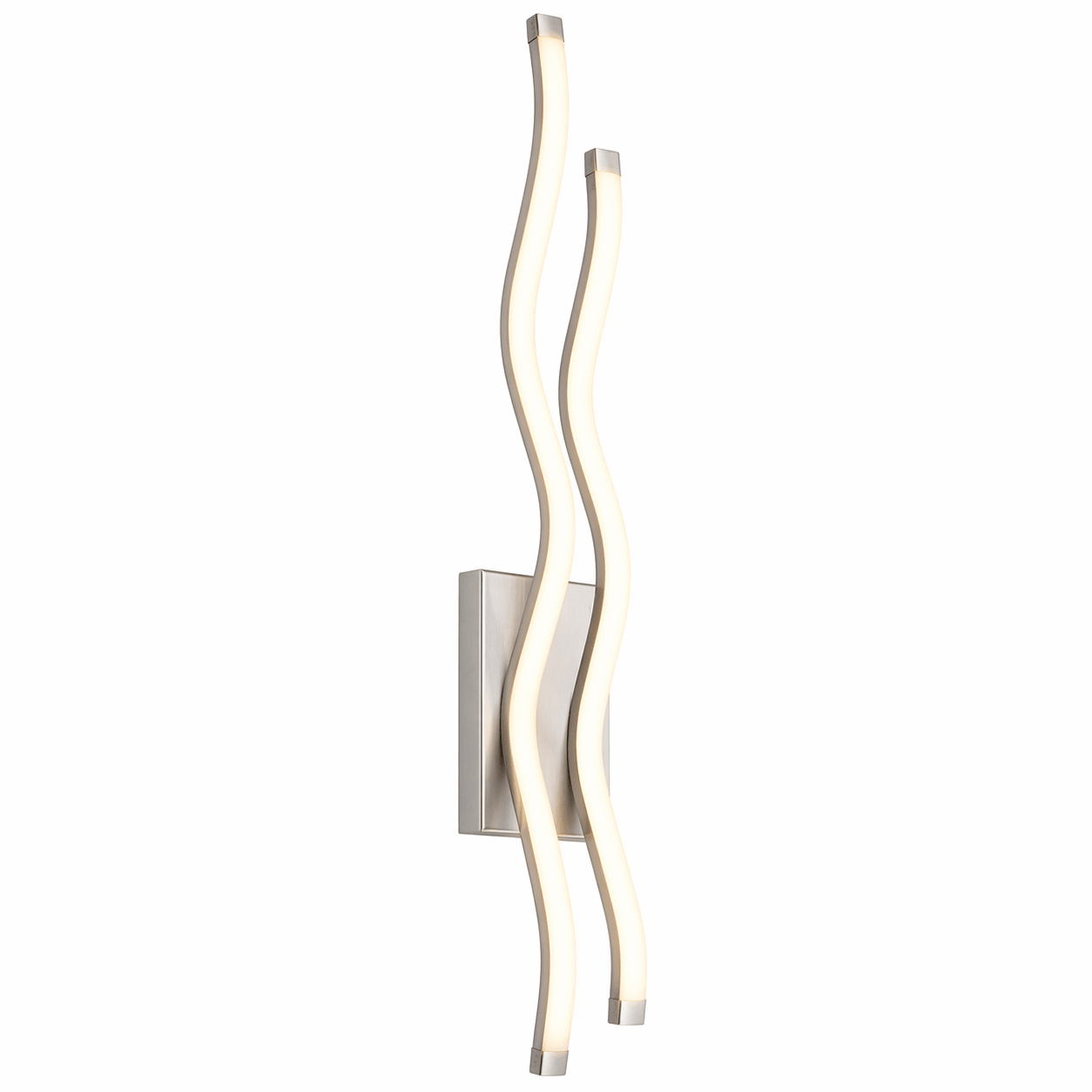 Modern wall-mounted light fixture with wavy design on a white background