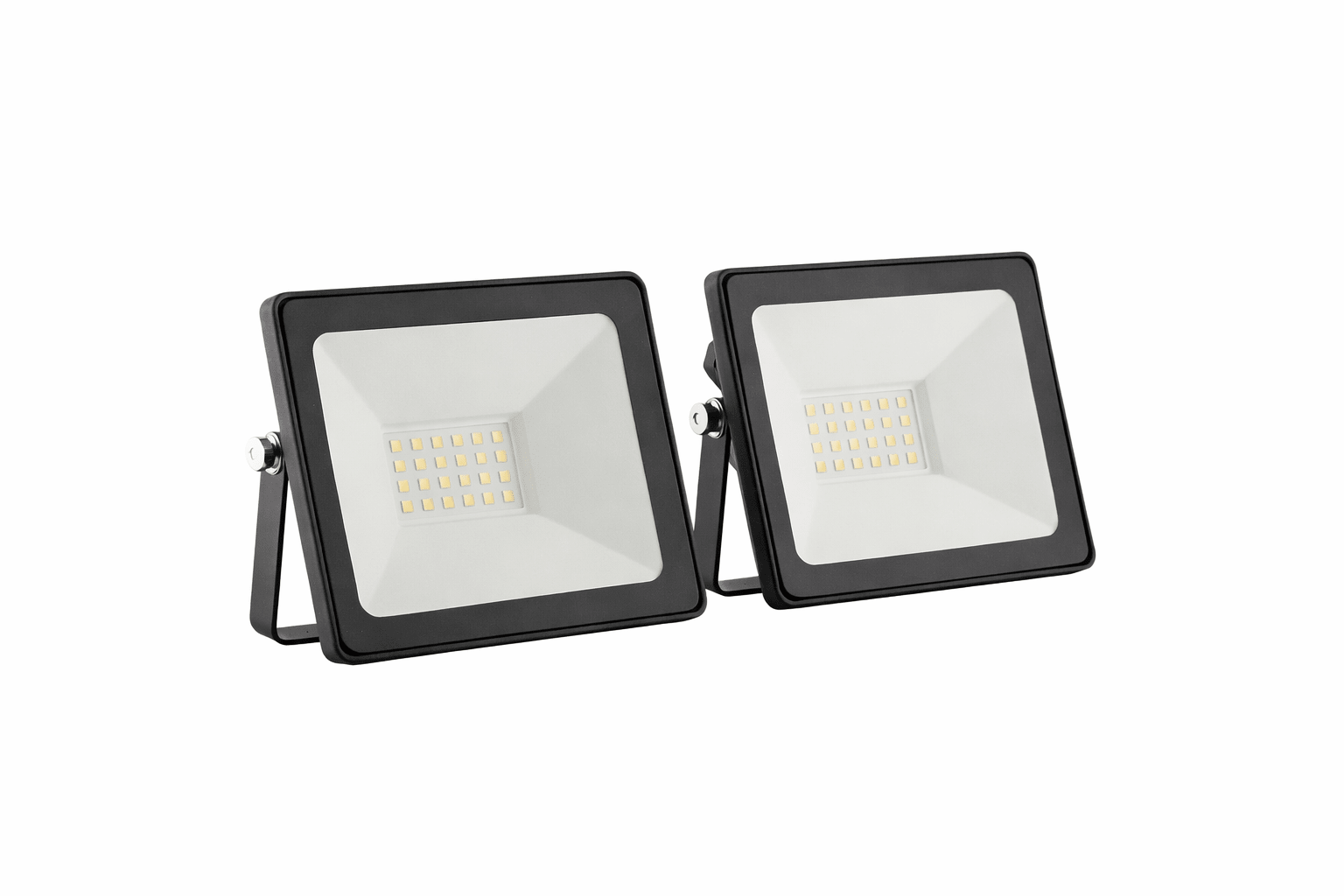 Twin Pack LED flood lights on a white background