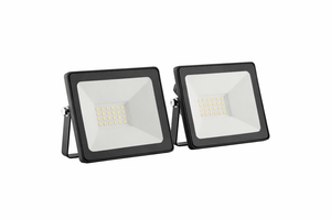 Twin Pack LED flood lights on a white background