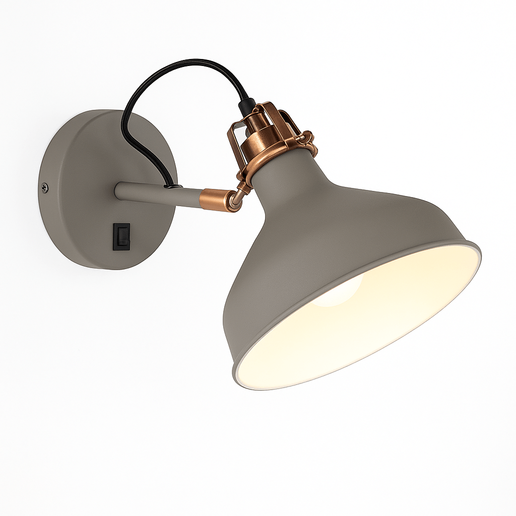Grey & Copper Indoor Wall Light with Switch