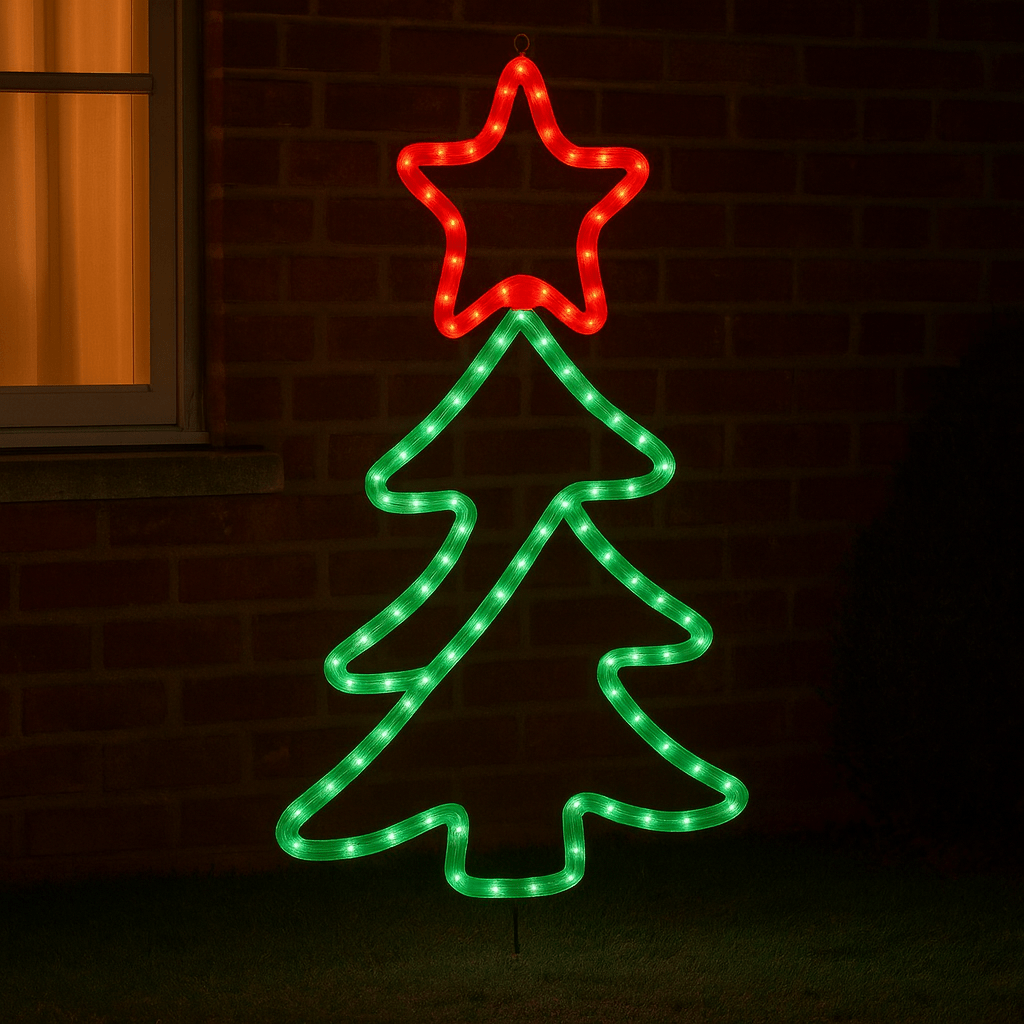 LED Christmas Lights - Christmas Tree Red Star Motif