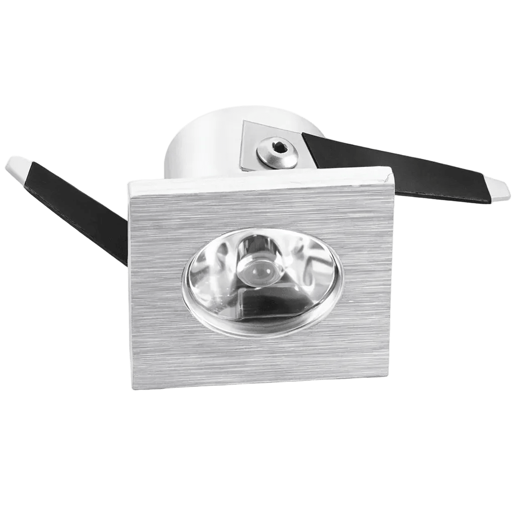 1W LED Cabinet Light, Brushed Aluminium, Square, 230V, 2700K Warm White