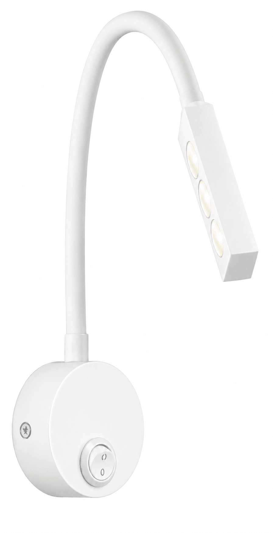 3W LED Reading Light Fitting - Flexible Rubber Arm & Switch — White