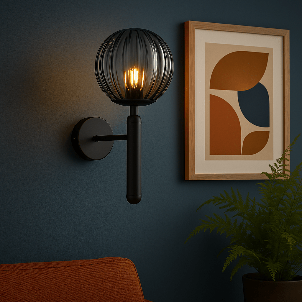 Fizz Pop Black & Smoke Glass Wall Light