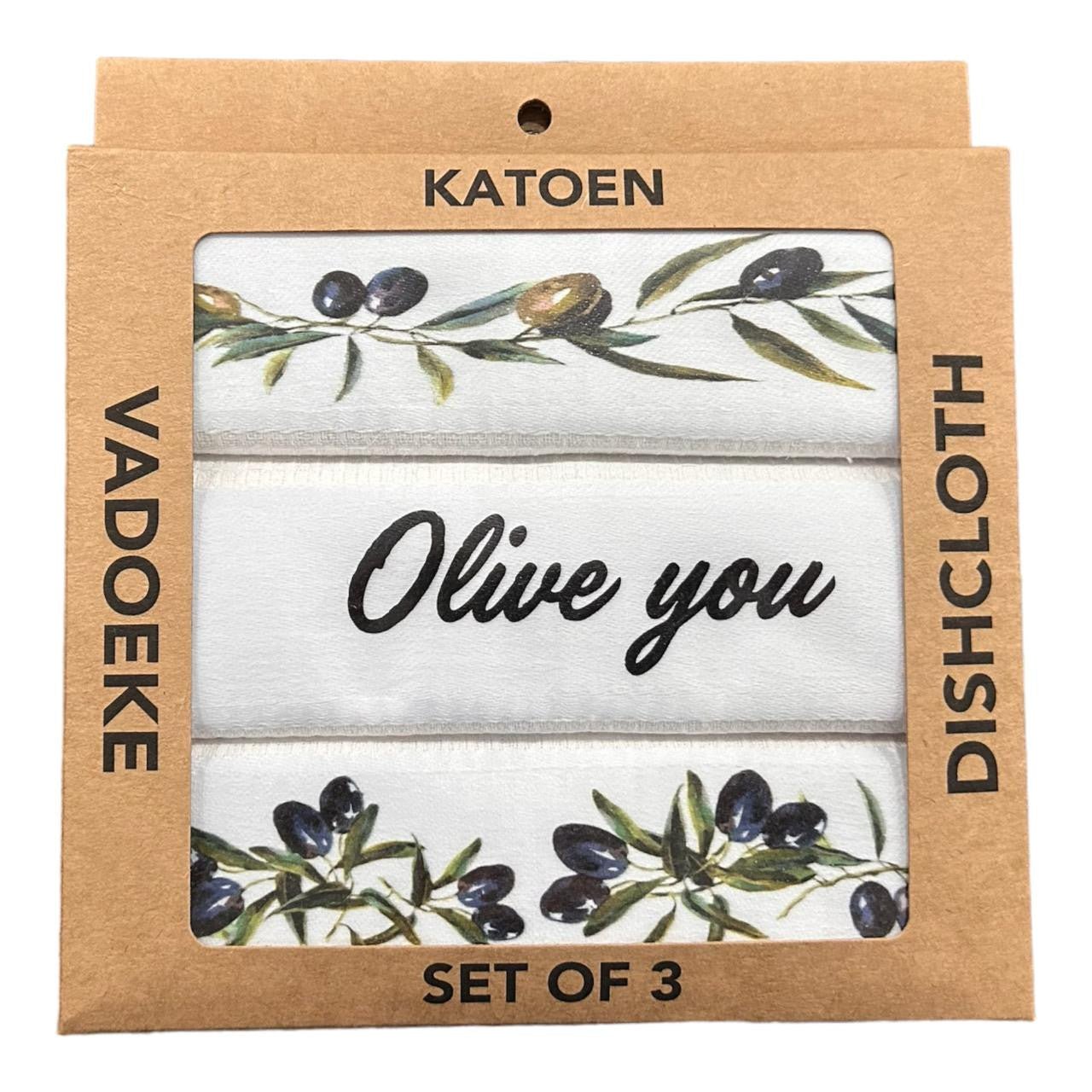 Olive You Printed Cotton Tea Towels Set