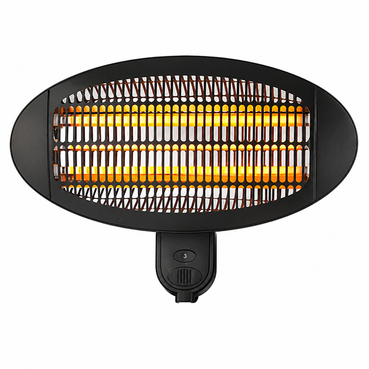2000W Wall-Mounted Quartz Heater – Black (Indoor/Outdoor)