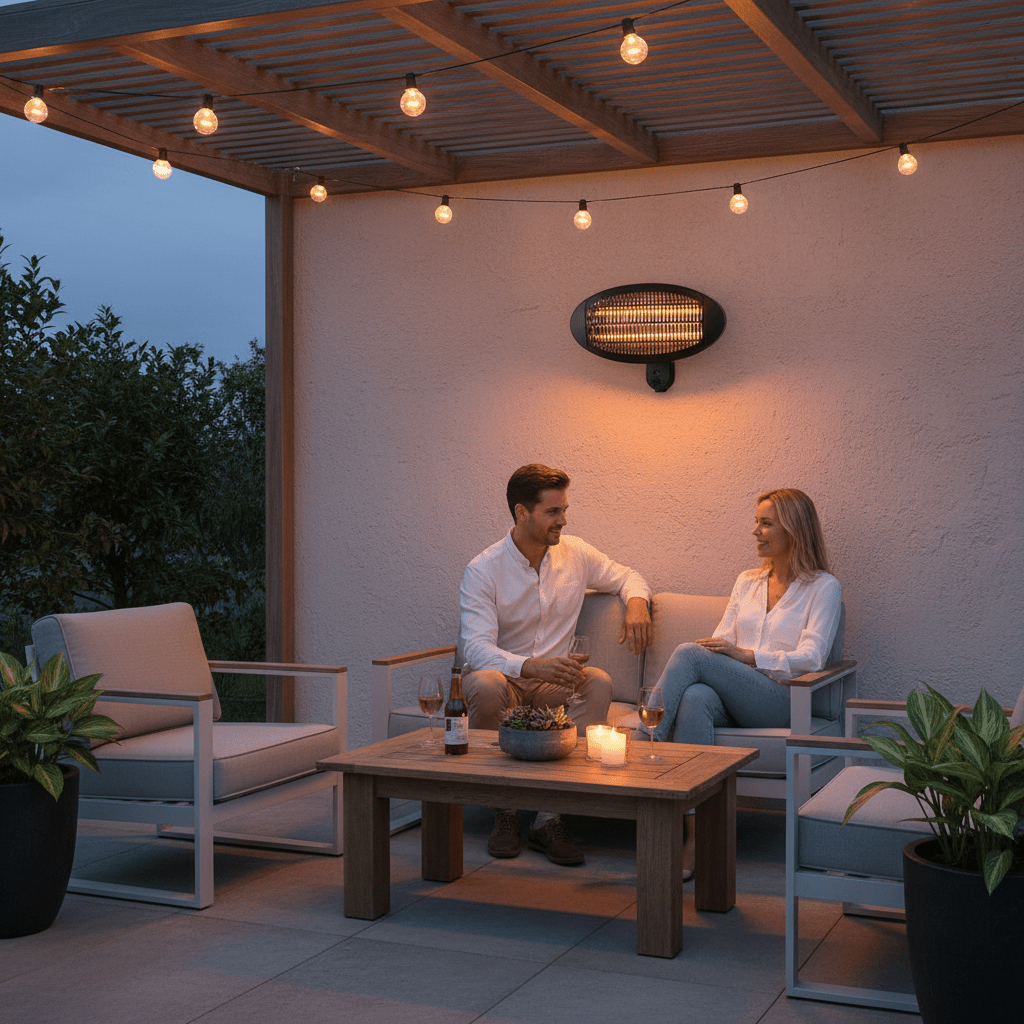 2000W Wall-Mounted Quartz Heater - Black (Indoor/Outdoor)