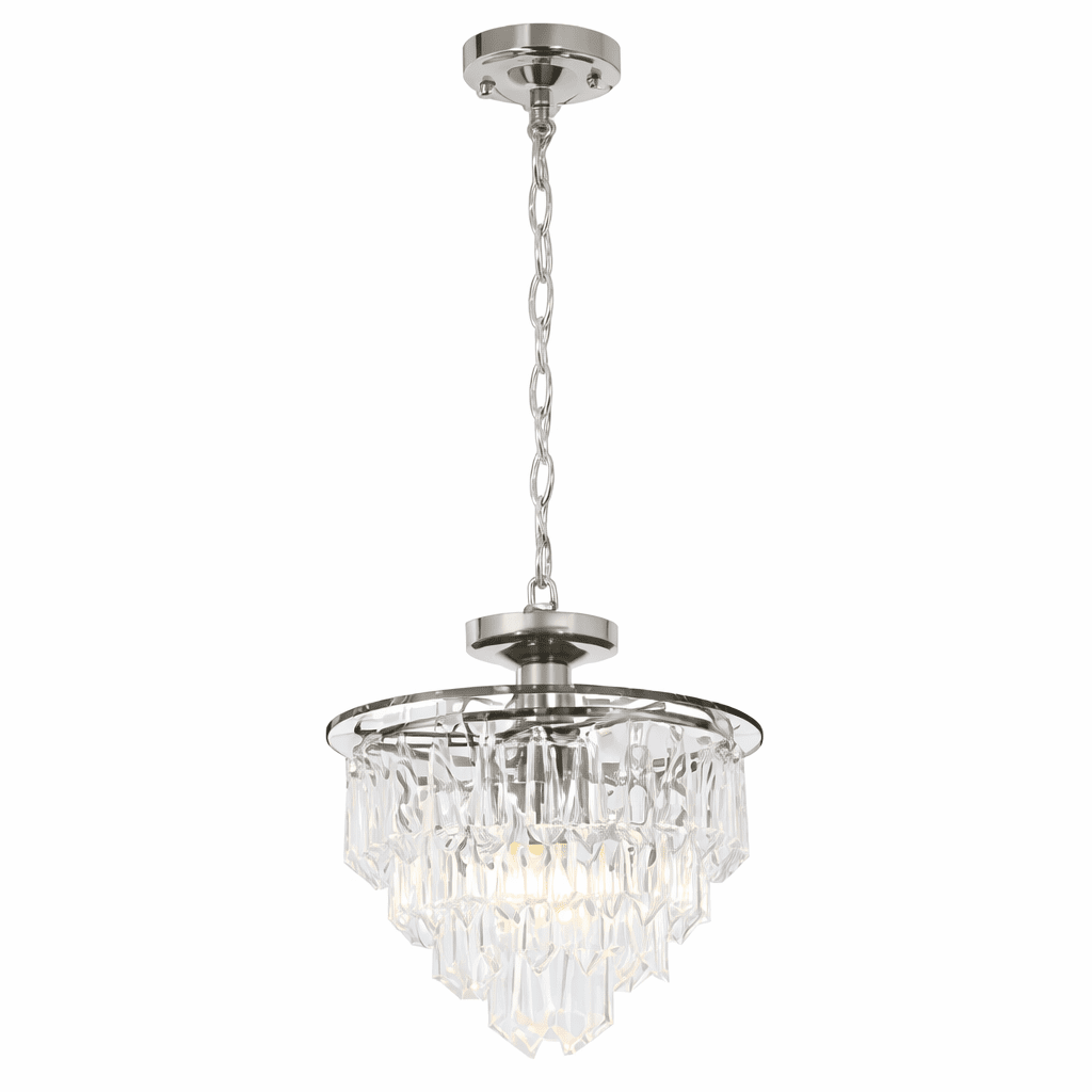 Polished Chrome Pendant with Clear Acrylic Crystals PEN334