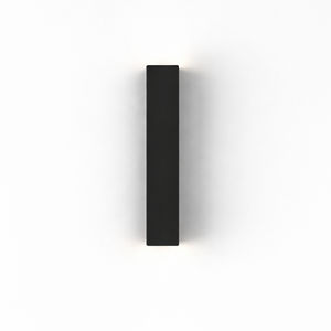 Black rectangular outdoor wall light on a white background