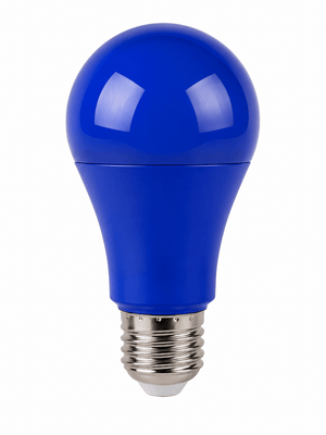 3W E27 blue LED bulb with a glossy finish, showcasing its rounded shape and metallic base.