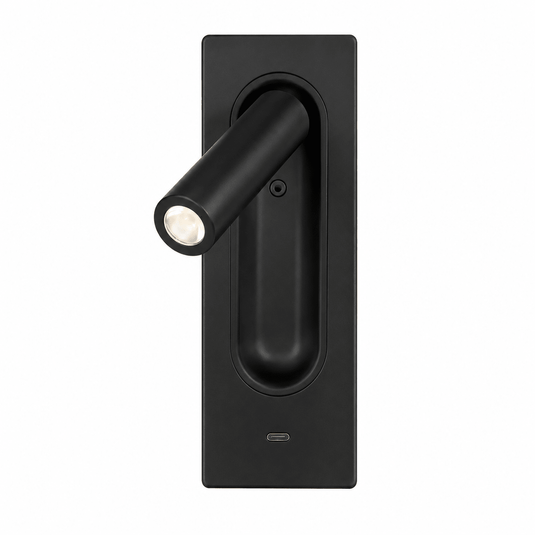 black recessed indoor wall reading light