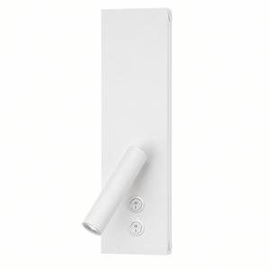 White LED reading light with adjustable arm and dual switches for task and ambient lighting.