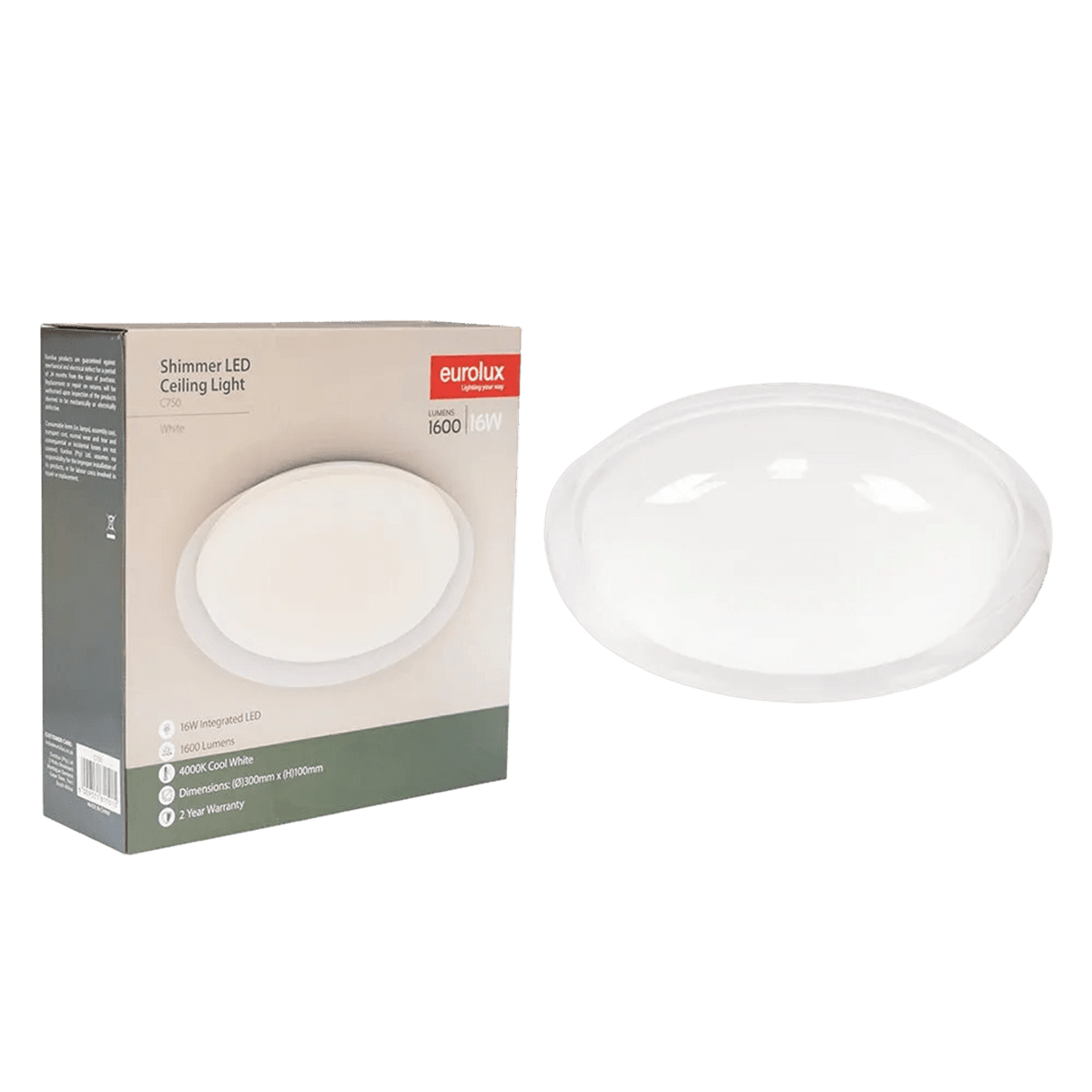 Eurolux 16W bathroom ceiling light with box, transparent background, 1254 × 1254