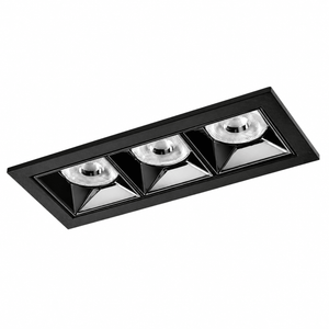 Kler 3 Recessed LED Downlight in black with three precision LED optics, showcasing a sleek design.