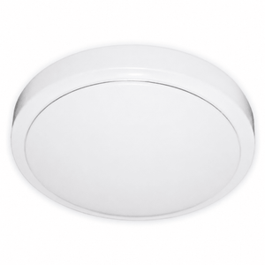 Sleek flush-mount LED ceiling light with a smooth white polycarbonate finish, 340mm diameter.