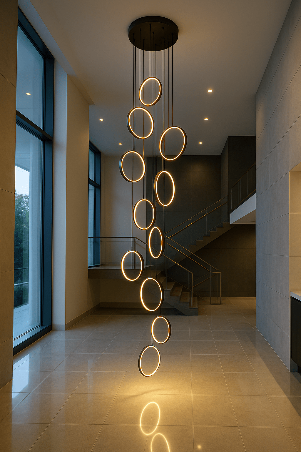 Ringfall Black LED Pendant Light - Warm White