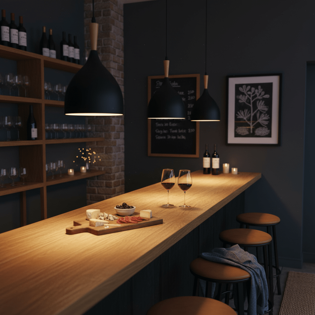 Pendant - Black & Wood 170mm