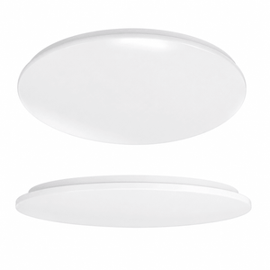 Sleek flush-mount LED ceiling light with a polycarbonate cover, showcasing a modern design.
