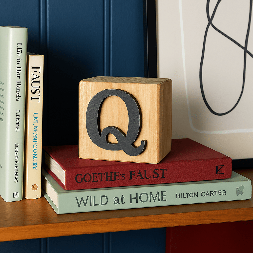 Rustic Black Wood Letter Q