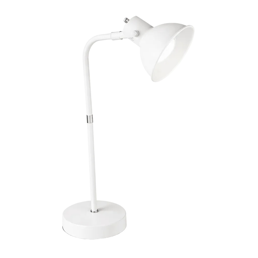 White Metal Desk Lamp With Rotatable Head