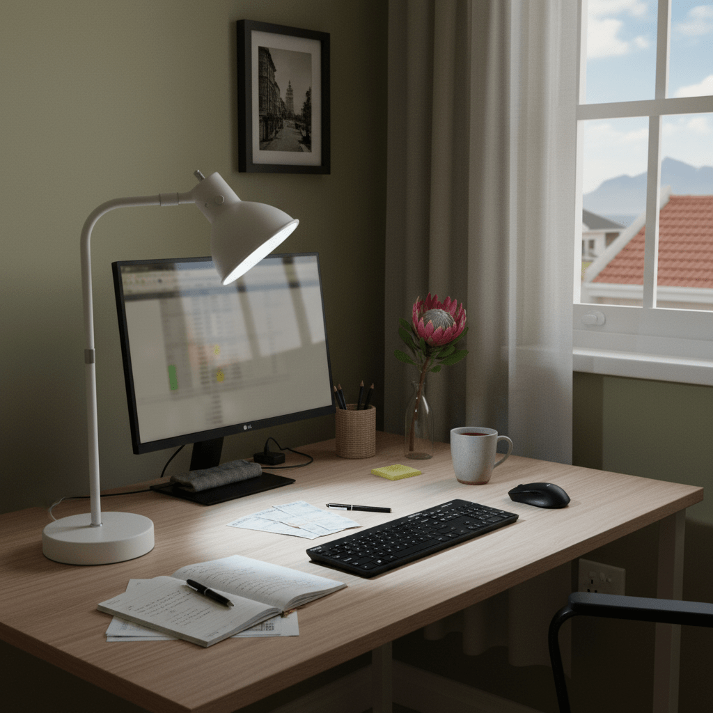 White Metal Desk Lamp With Rotatable Head
