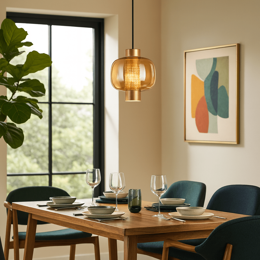 Chicago Medium Gold Glass Pendant