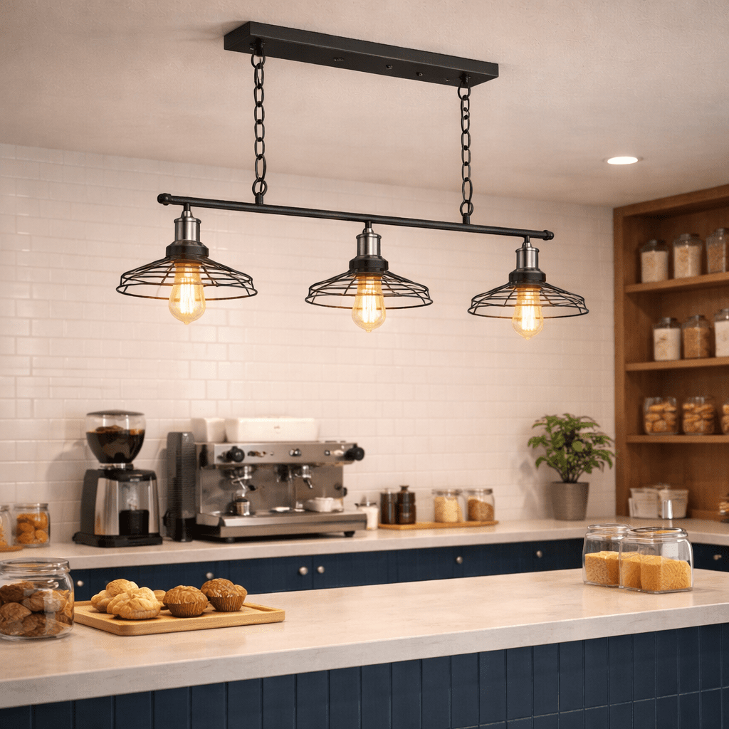 Vintage industrial pendant light suited to warm white LED bulbs