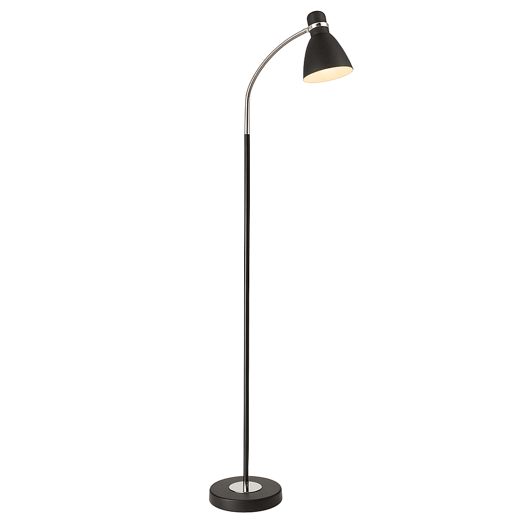Black Metal Flexi Head Floor Lamp