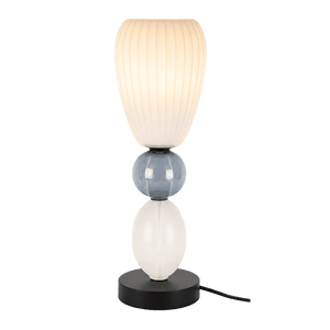 40W E14 Ceramic Opal/Grey Table Lamp with a ceramic base and opal glass shade.