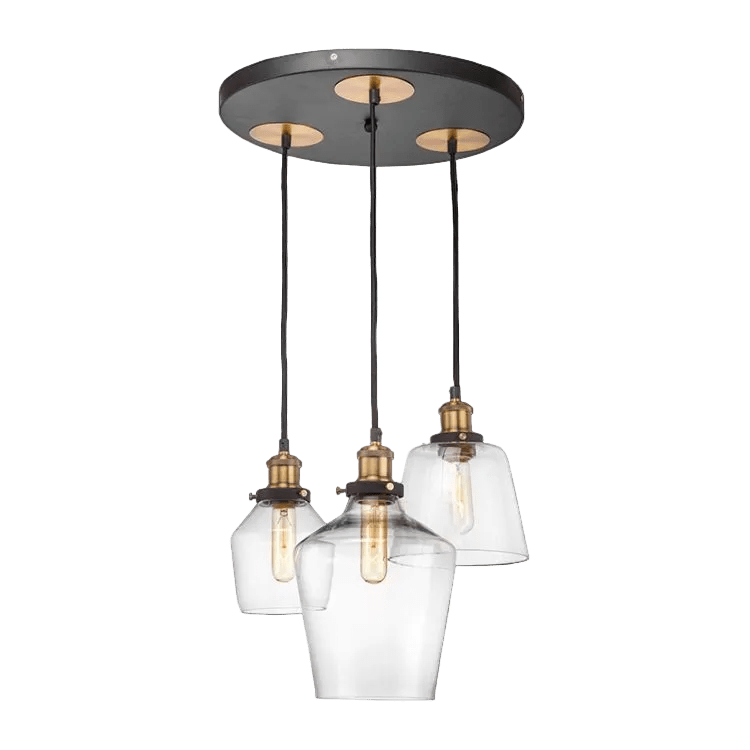Antique Brass & Glass Cluster Pendant Light
