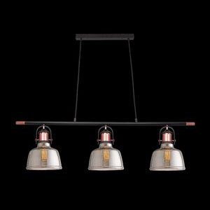 Nautical Trio Copper & Smoke Glass Pendant Light