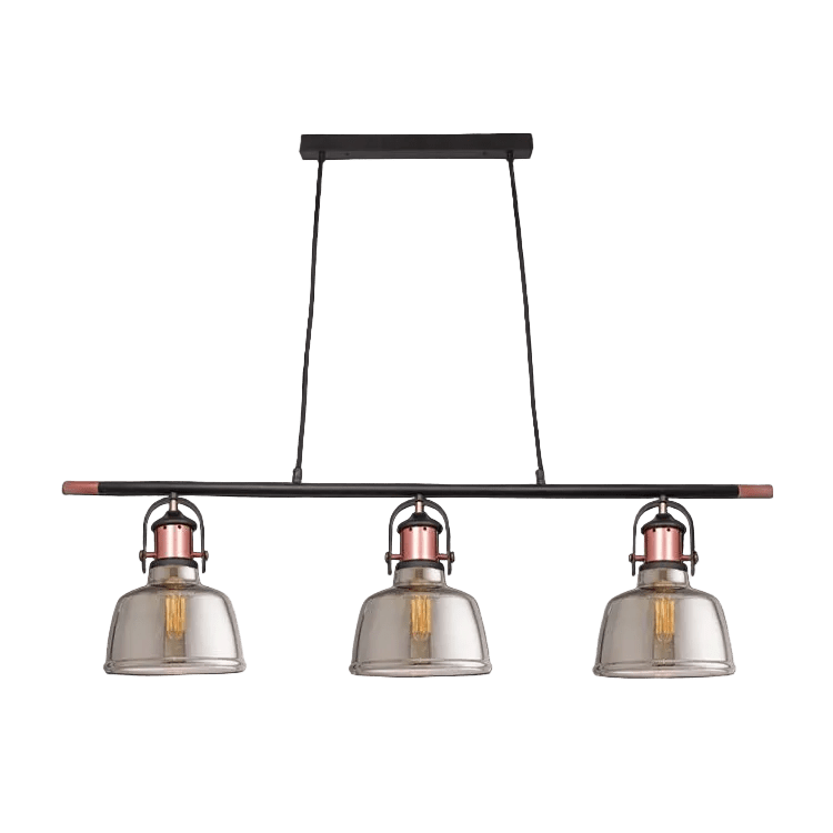 Nautical Trio Copper & Smoke Glass Pendant Light