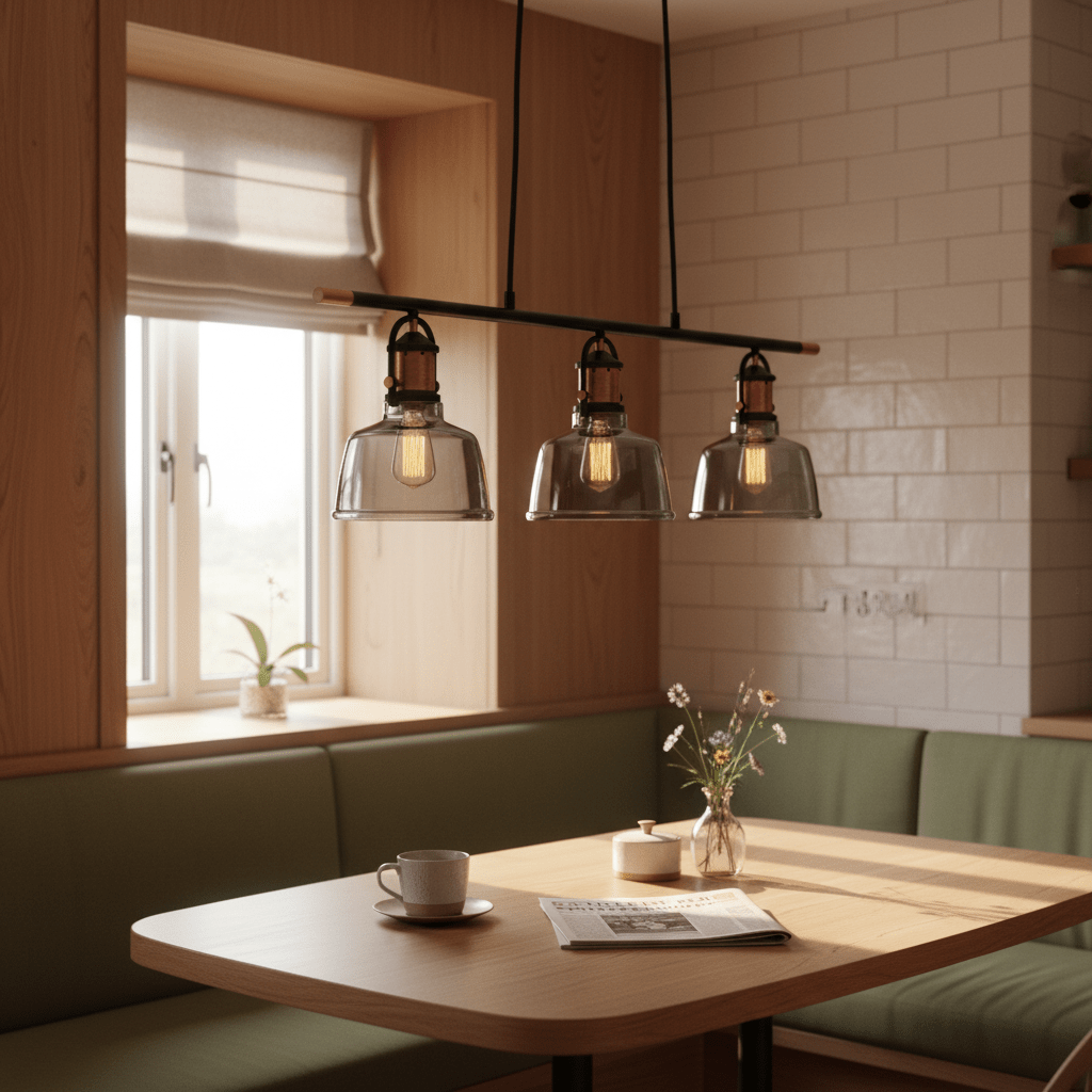 Nautical Trio Copper & Smoke Glass Pendant Light