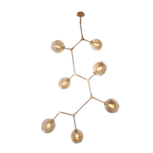 Modern chandelier with multiple glass bulbs on a black background