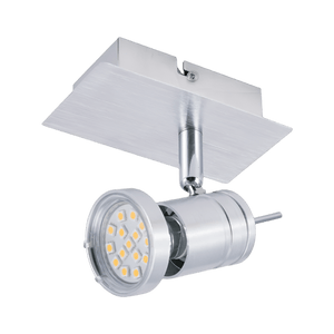 Brushed aluminium adjustable GU10 ceiling spotlight with cylindrical head