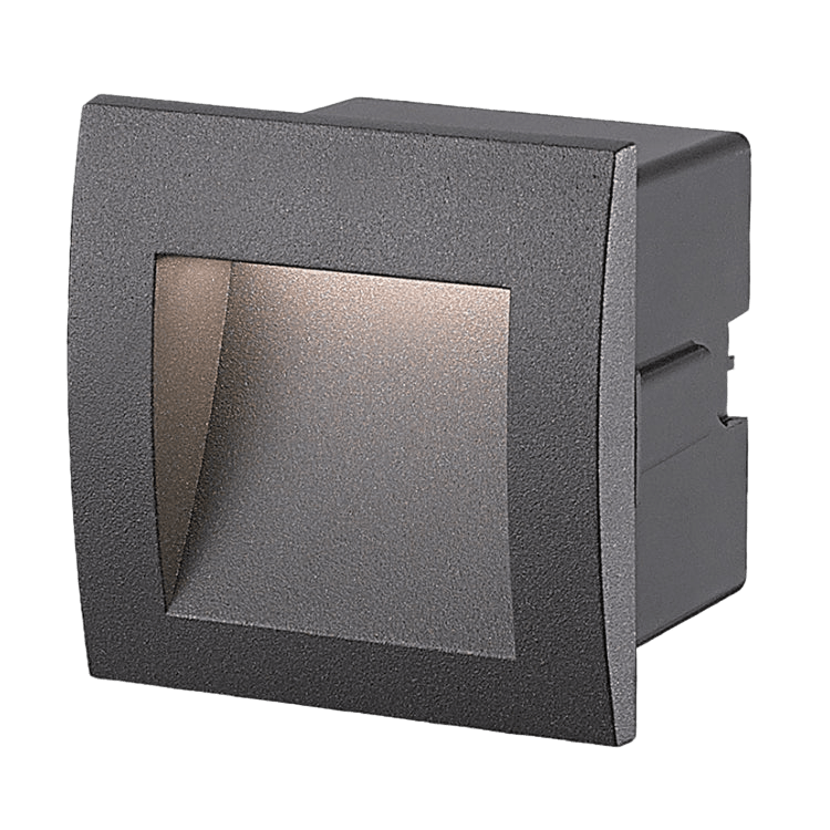 Square outdoor wall light fixture on a black background
