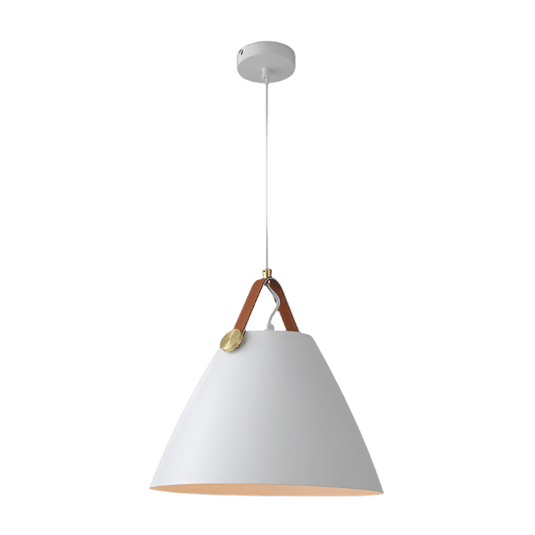 White leather & Iron Pendant Light Ayelen