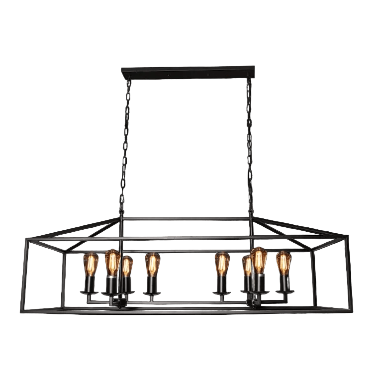 Delport 8 Light Rectangular Ranch Iron Pendant