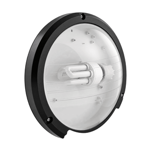 Black IP44 bulkhead light on white background