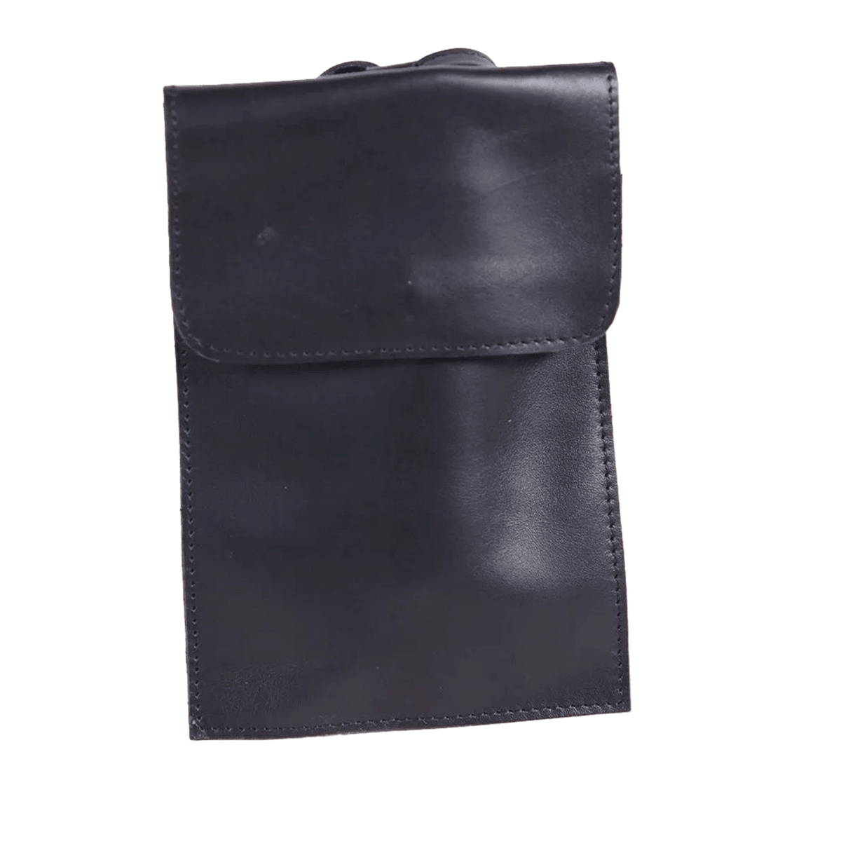 Black buffalo leather mobile bag, transparent background, 1254 × 1254